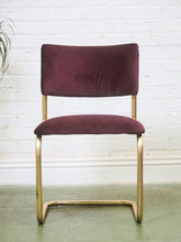 Load image into Gallery viewer, Set of Six Plum Velvet &amp; Brass 70’s Deco Revival Dining Chairs

