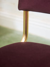 Load image into Gallery viewer, Set of Six Plum Velvet &amp; Brass 70’s Deco Revival Dining Chairs

