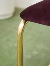 Load image into Gallery viewer, Set of Six Plum Velvet &amp; Brass 70’s Deco Revival Dining Chairs

