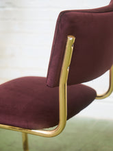 Load image into Gallery viewer, Set of Six Plum Velvet &amp; Brass 70’s Deco Revival Dining Chairs
