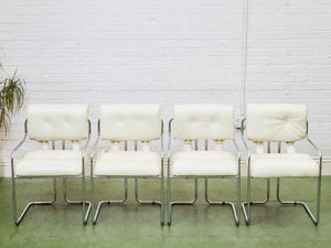 Rare Set Of 4 Guido Faleschini Tucroma Leather Italian Chairs For Mariani Pace