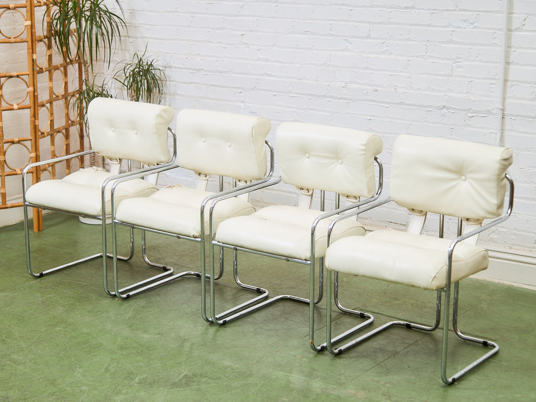 Rare Set Of 4 Guido Faleschini Tucroma Leather Italian Chairs For Mariani Pace