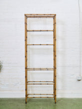Load image into Gallery viewer, Hollywood Regency Brass Plated Metal Faux Bamboo Bookcase
