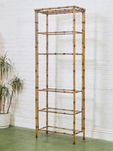 Load image into Gallery viewer, Hollywood Regency Brass Plated Metal Faux Bamboo Bookcase
