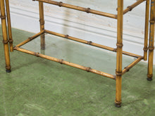 Load image into Gallery viewer, Hollywood Regency Brass Plated Metal Faux Bamboo Bookcase
