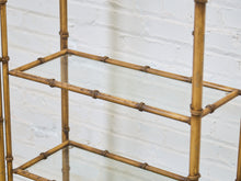 Load image into Gallery viewer, Hollywood Regency Brass Plated Metal Faux Bamboo Bookcase
