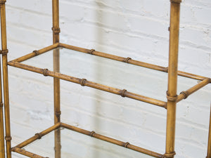 Hollywood Regency Brass Plated Metal Faux Bamboo Bookcase
