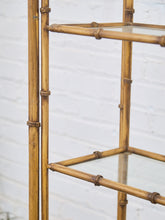 Load image into Gallery viewer, Hollywood Regency Brass Plated Metal Faux Bamboo Bookcase
