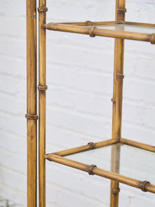 Hollywood Regency Brass Plated Metal Faux Bamboo Bookcase