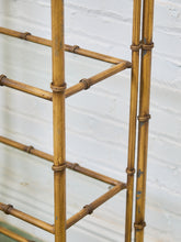 Load image into Gallery viewer, Hollywood Regency Brass Plated Metal Faux Bamboo Bookcase

