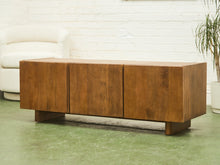 Load image into Gallery viewer, Minimalist Wood Leather Stone Console Cabinet
