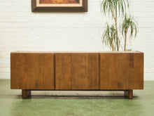 Load image into Gallery viewer, Minimalist Wood Leather Stone Console Cabinet
