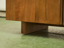 Load image into Gallery viewer, Minimalist Wood Leather Stone Console Cabinet
