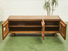 Load image into Gallery viewer, Minimalist Wood Leather Stone Console Cabinet
