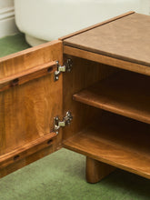 Load image into Gallery viewer, Minimalist Wood Leather Stone Console Cabinet
