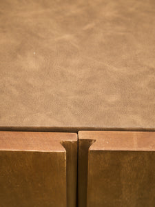 Minimalist Wood Leather Stone Console Cabinet