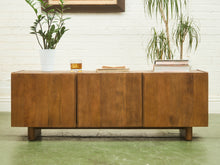 Load image into Gallery viewer, Minimalist Wood Leather Stone Console Cabinet
