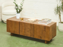 Load image into Gallery viewer, Minimalist Wood Leather Stone Console Cabinet
