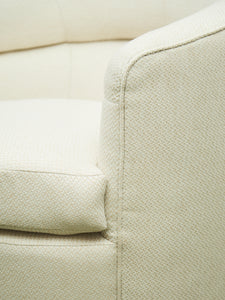 Barrel-Back Swivel Chair in Ivory Textured Bouclé