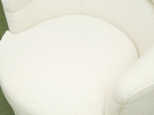 Barrel-Back Swivel Chair in Ivory Textured Bouclé