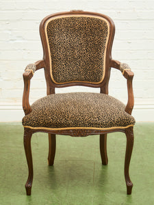 Louis XV-Style Leopard Velvet Armchair