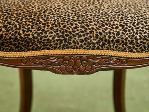 Louis XV-Style Leopard Velvet Armchair