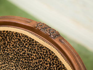 Louis XV-Style Leopard Velvet Armchair