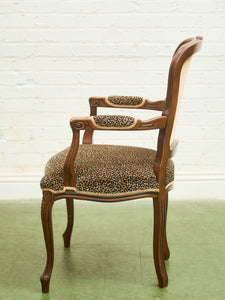 Louis XV-Style Leopard Velvet Armchair