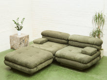 Load image into Gallery viewer, 3 pieces 70’s style Lounge with Ottoman in Olive Green Checker
