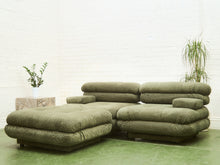 Load image into Gallery viewer, 3 pieces 70’s style Lounge with Ottoman in Olive Green Checker
