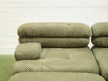 Load image into Gallery viewer, 3 pieces 70’s style Lounge with Ottoman in Olive Green Checker
