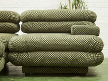 Load image into Gallery viewer, 3 pieces 70’s style Lounge with Ottoman in Olive Green Checker

