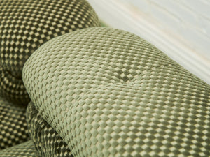 3 pieces 70’s style Lounge with Ottoman in Olive Green Checker