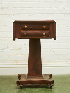 Antique Regency Period Mahogany Sewing Table With Lift Top