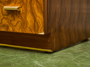 1970’s Burlwood and Brass 3 Drawer Chest of Drawers