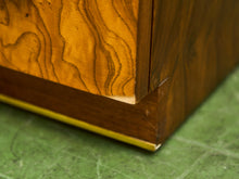 Load image into Gallery viewer, 1970’s Burlwood and Brass 3 Drawer Chest of Drawers
