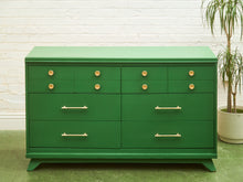 Load image into Gallery viewer, Swanky Kelly Green Dresser with Brass Hardware
