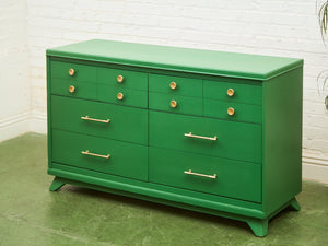 Swanky Kelly Green Dresser with Brass Hardware