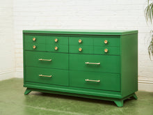Load image into Gallery viewer, Swanky Kelly Green Dresser with Brass Hardware
