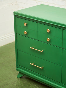 Swanky Kelly Green Dresser with Brass Hardware