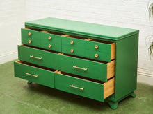 Load image into Gallery viewer, Swanky Kelly Green Dresser with Brass Hardware
