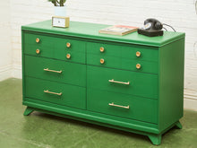 Load image into Gallery viewer, Swanky Kelly Green Dresser with Brass Hardware
