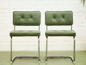 Olive Green Chrome Dining Chair