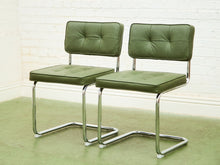 Load image into Gallery viewer, Olive Green Chrome Dining Chair
