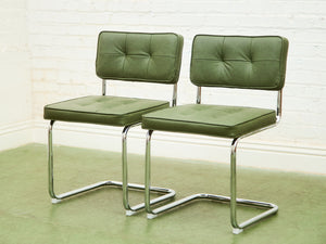 Olive Green Chrome Dining Chair