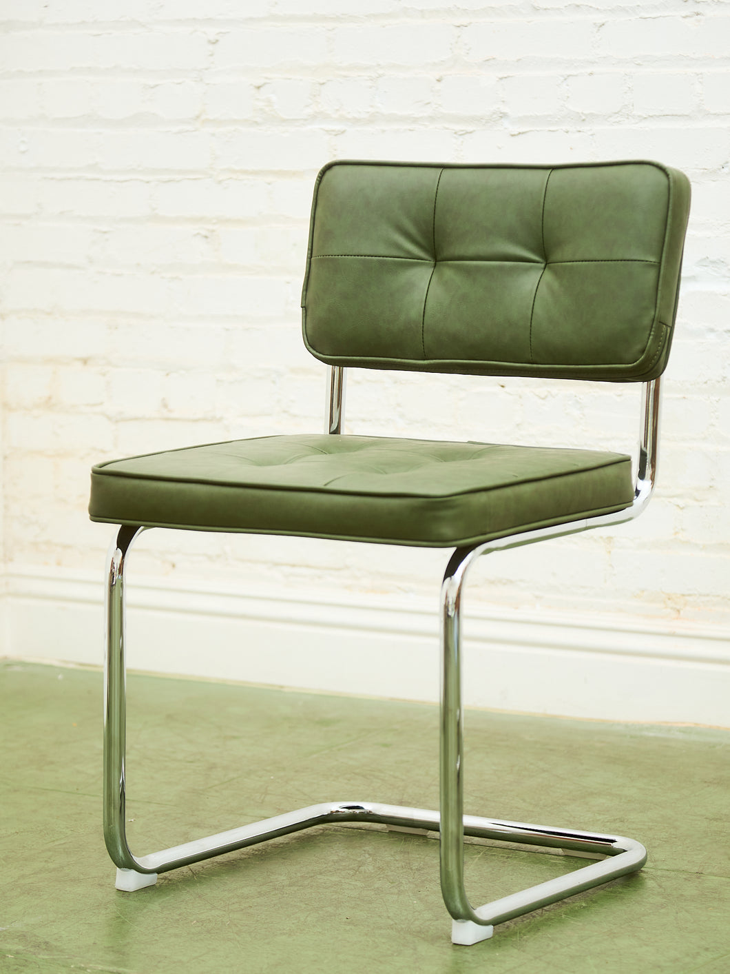 Olive Green Chrome Dining Chair