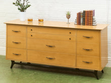 Load image into Gallery viewer, Blonde 9 Drawer Unique Hardware Dresser
