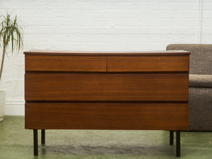 Danish Style Walnut Vintage Dresser with Sculpted Pulls