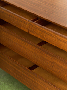 Danish Style Walnut Vintage Dresser with Sculpted Pulls