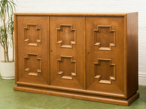 Brutalist Oak 1970’s Cosmic Revival Cabinet